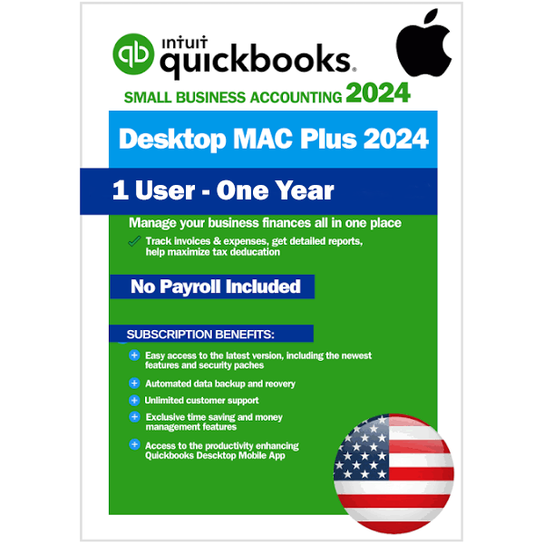 QuickBooks Desktop Mac Plus 2024 – 1 Year/1 User